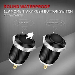 6Pcs 12mm Momentary Push Button Switch 12v Waterproof Round Power Push Button