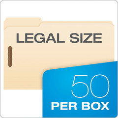 Manila Fastener Folders, Legal Size, 2 Fasteners, 1/3 Cut, 50/BX (FM313EE)