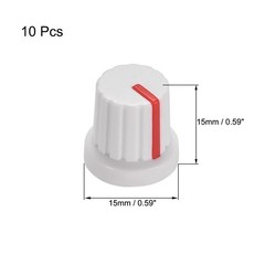 10Pcs 6mm Shaft Hole Knob Effect Pedal Amplifier White Potentiometer Knob Red