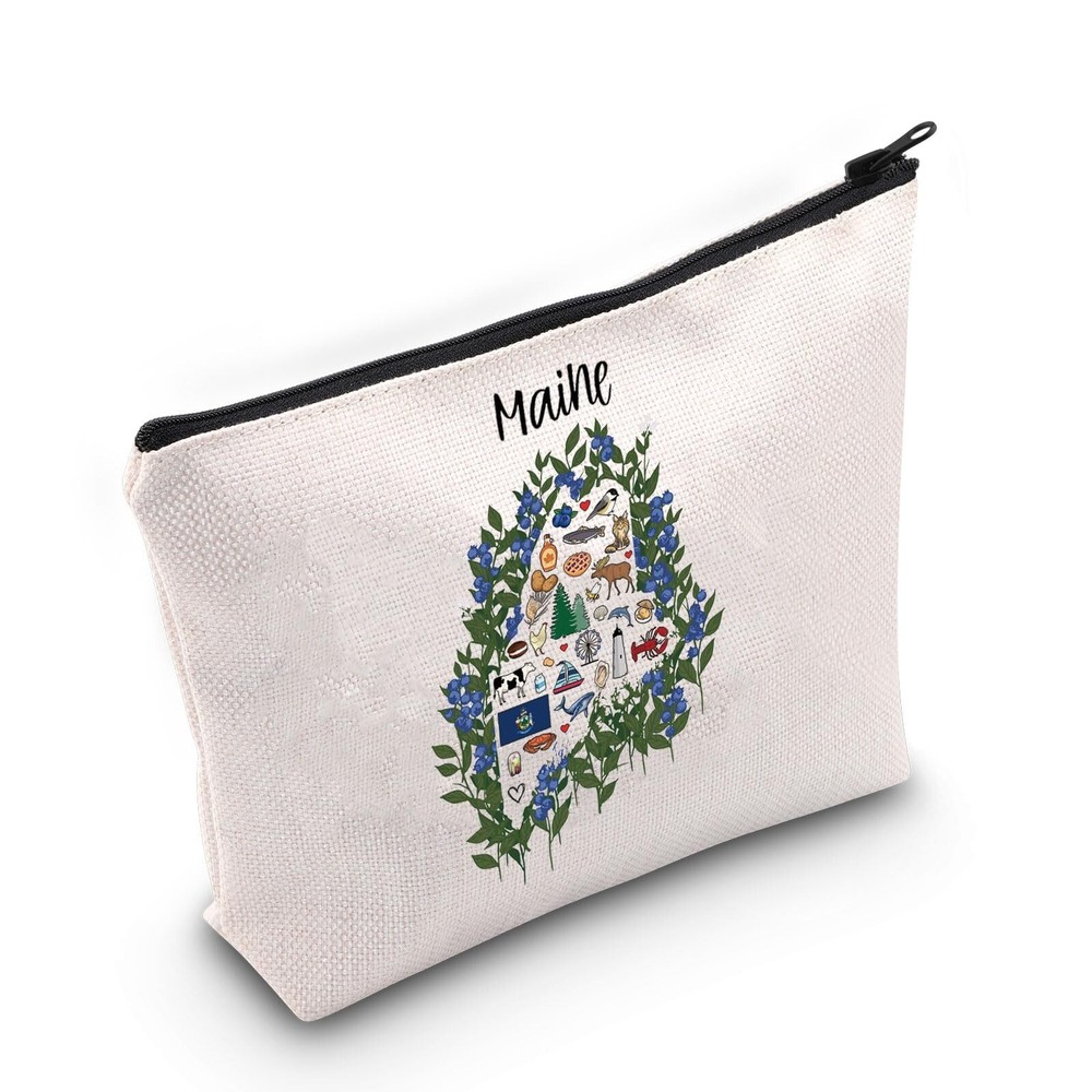 JNIAP Maine State Map Gift Maine Favorites State Cosmetic Bag Maine Travel Gi…