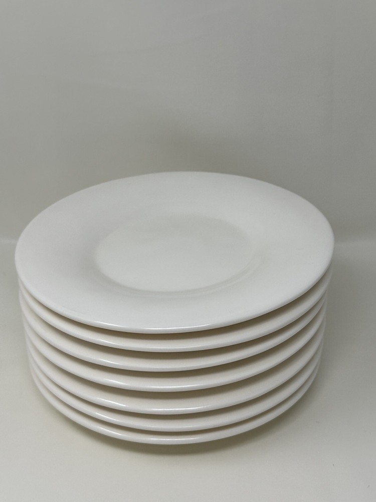 Melamine Hubert White Wide Rim Luncheon Salad Plate 8 1/4 In Diameter Set Of 7