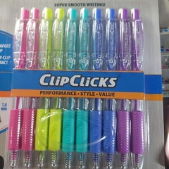 (Lot Of 2) Clip Clicks Ball Point Pens *assorted Colors* 10 Count Each