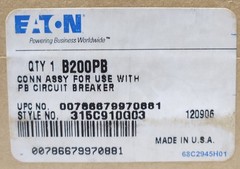 EATON CUTLER HAMMER B200PB 315C910G03 Type PA PB PC Breaker Connector Kit Copper