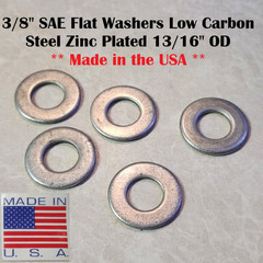 3/8″ SAE Flat Washers Low Carbon Steel Zinc Plated 13/16″ OD Pick Quantity – USA