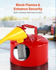 VEVOR Safety Gas Can 2.5 Gallon Type I Red Gas Can with Flame Arrester & Funnel