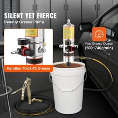 VEVOR Grease Pump Air Operated Grease Pump 0.6-0.8Mpa 13 ft Hose & Grease Gun