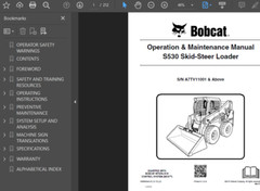 BOBCAT S530 SKID STEER LOADER MANUAL OPERATORS SERVICE REPAIR SHOP OWNERS PDF