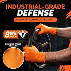 GripProtect 8 Mil Nitrile Gloves Chemical Resistant Diamond-Raised Textured L