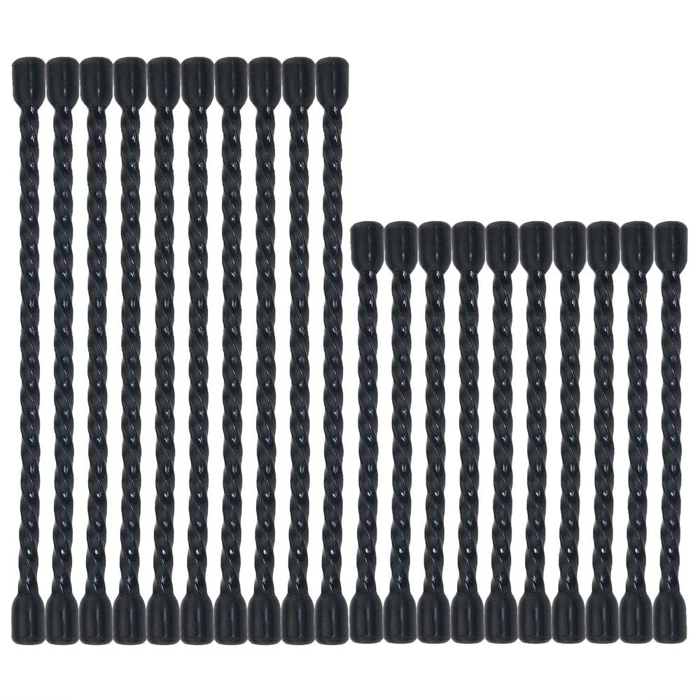 20PCS Black Rubber Twist Ties,10x 4-inch, 10x 6-Inch,Reusable Bendable Cable Tie