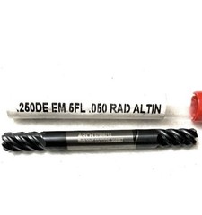 ARCH 1/4″ 5FL Corner Radius End Mill .050R Double End Solid Carbide AlTiN NEW
