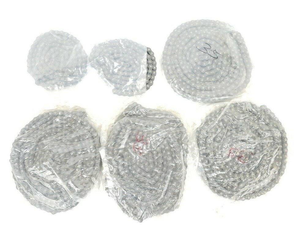 LOT OF 6 TSUBAKI RS35 ROLLER CHAINS, 3/8″ PITCH, #35, ASSORTED LENGTHS