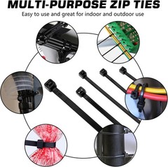 Multi-Purpose Zip Ties 250 Strong 4 Inch Black Nylon Secure Cable Management