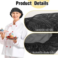 6 Pack Washable Hair Nets for Food Service Workers Chef Hat Kitchen Cooking…