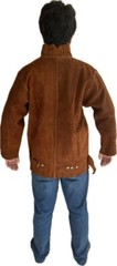 Leather Gold Dark Brown Leather Welding Jacket