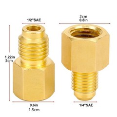 Brass Refrigerant Adapters Kit for R12 R134a Systems Vacuum Pump Port Connection