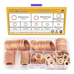 150pcs Copper Sealing Washers – 8 Sizes Kit