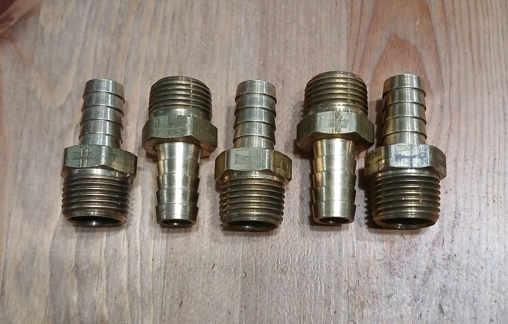 (5) 1/2″ Hose x 1/2″ NPTF Male Pipe Thread Brass Hose Barb Connector Fitting