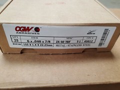 CGW Abrasives 45012 6 x .040 x 7/8 ZA60 TBF T-1, Qty.25