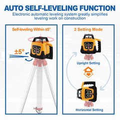 500m Self-leveling Red Laser Level 360 Rotating Rotary w/1.65M Tripod + 5M Staff