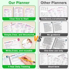 ADHD Cleaning Planner for Adults – Undated Daily, Weekly & 1 pack, White