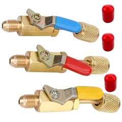 3PCS New Brass Air Conditioning Shut Valve Adapter 1/4″ SAE Male And Female