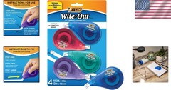 Quick Dry BIC EZ Correct Correction Tape – 4 Count, Perfect for Home & Office