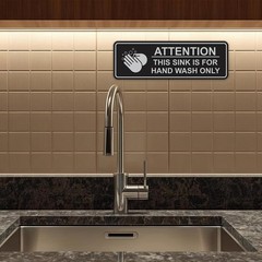 Hand Wash Only Sink Sign – Large 10 Pack, Durable Black Warning Labels