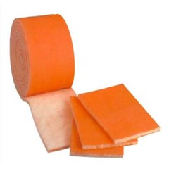 MERV 8 Tackified Polyester Filter Media Orange/White – 10 Foot Roll by 25″ Wide