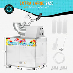 Commercial 48L Snow Cone Machine – 500LB/H Electric Shaved Ice Maker FREE SHIP