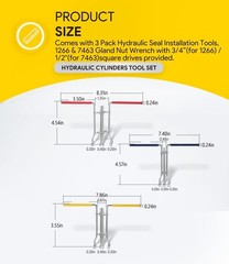 3-Pack Hydraulic Seal Installation & Gland Wrench Kit for Cylinder Repair