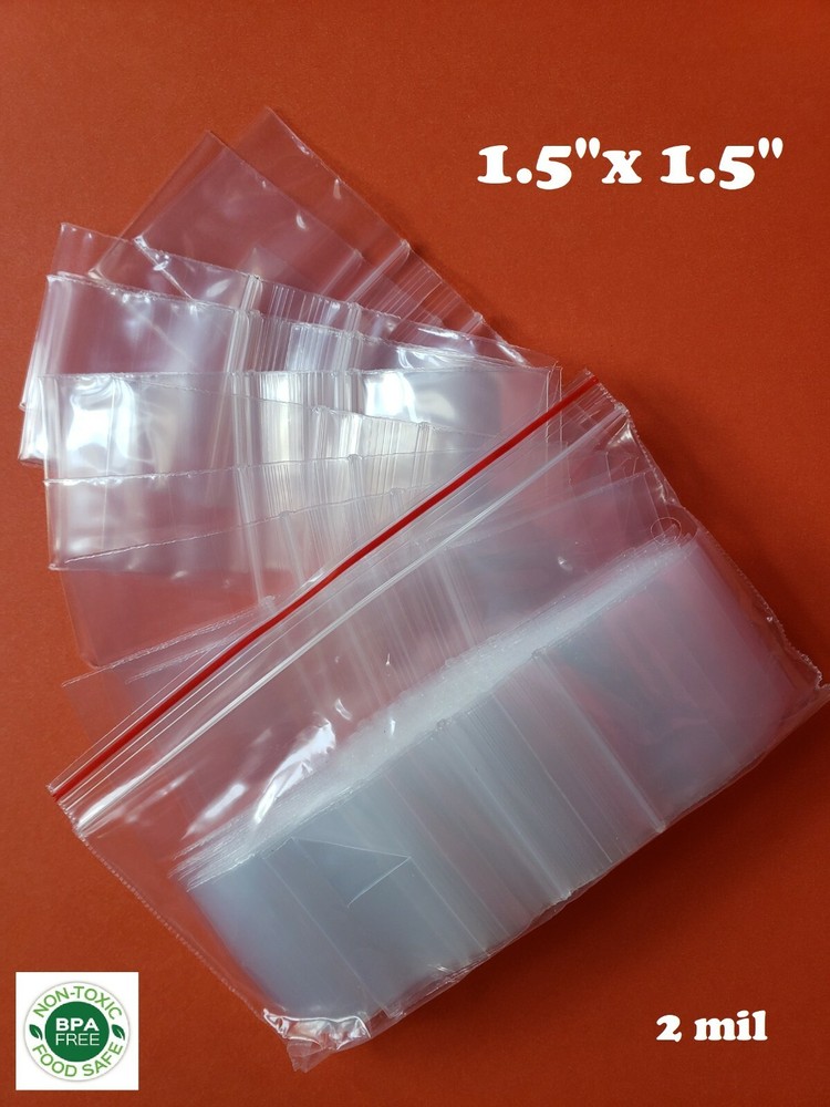 Clear 1 1/2″ Mini Reclosable Seal Lock Top Plastic Zip Bag 2Mil Jewelry 1.5″