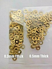 100pk M2 Brass Washers – Bicycle Spoke Head Washer / Shims – 0.3 or 0.5mm Thick
