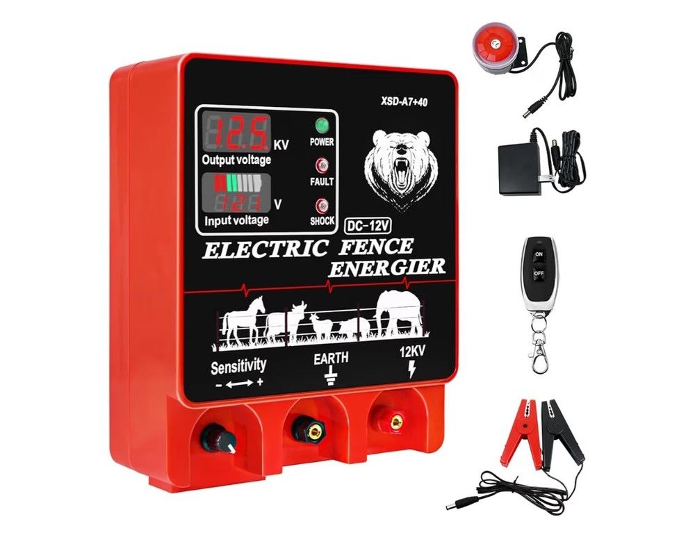 9J Electric Fence Charger Energizer, 9 Joules 20 Miles Plug-in Fencer, AC 110-24