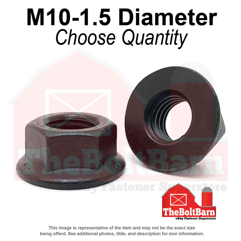 M10-1.5 Class 10 Hex Flange Nuts Phos & Oil Coarse Thread (Pick Quantity)