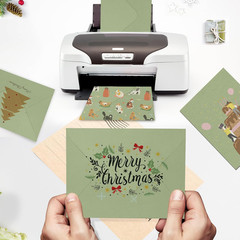 A7 Sage Green Envelopes 100 Pack, 5X7 V Flap Printable Envelopes for Invitation