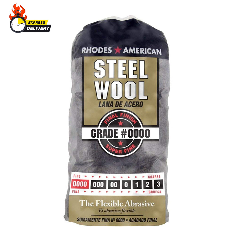 10120000 Steel Wool, 12 Pad, Grade #0000, Rhodes American, Final Finish
