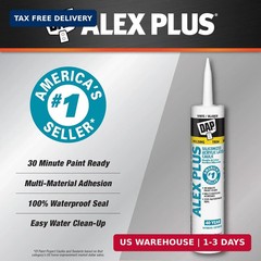 DAP Alex Plus Acrylic Latex Caulk, White, 10.1 Oz (7079818152)