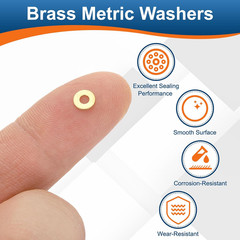 M2 Brass Flat Washer, 200 Pcs 2Mm ID 5Mm OD 0.4Mm Thick Metric Washers Metal Sea