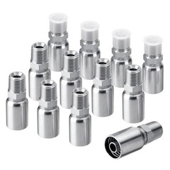 12 Pack 1/2″ Hydraulic Hose Fittings, 1/2″ I.D. Hose x 1/2″ NPTF Male with Prote