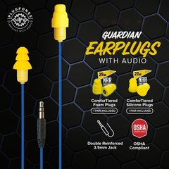 Guardian Earplug Headphones – OSHA Approved Noise Isolating in-Ear Earbuds