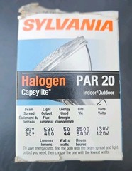 Sylvania CAPSYLITE PAR20 Light Bulb 50w, 120V, 30° Beam, 410lm, New Old Stock