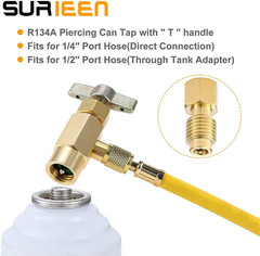 R134A Can Tap Valve with R134A Tank Adapter, 1/2″ to 1/4″ SAE Refrigerant Dispen