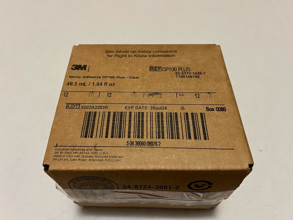 New x12 Tubes Of 3M Scotch-Weld Epoxy Adhesive DP100 Plus Clear (Exp 7/25)