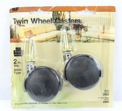Lot of 2 Vintage Twin Wheel Casters 2″ Diameter Stem Type Keystone Franklin