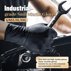 300 PCS Black Heavy Duty 8Mil Nitrile Gloves, Diamond Grip, Latex & Powder Free