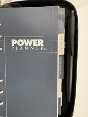 Vintage 2000 Leatherette Black Power Planner Organizer with Calculator & More