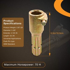 PTO Extender Adaptor Male 6 & 1-3/8″ Female 21 & 1-3/8″ Spline Fit 70HP Engine