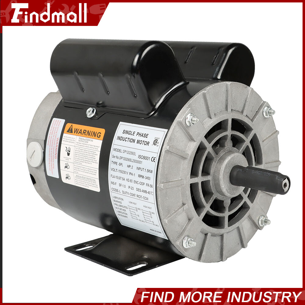 Compressor Duty Electric Motor 2 HP SPL Single Phase 3450 RPM 56 Frame 115/230 V