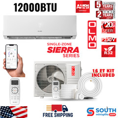 OLMO Sierra 12,000 BTU 230V 1 Ton Mini Split AC & Heat Pump 20 SEER 16ft Kit