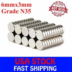 100 50 PC Strong N35 Round Disc Neodymium Mini Fridge Magnets Rare Earth 6mm*3mm